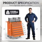 Cobinery 7-Drawer Rolling Tool Chest with Wheels, Metal Tool Storage Cabinet with Lock&Keys and Swivel, Toolbox with Drawers, Tool Box for Warehouse,Garage, Repair Shop, Workshop (Orange,7-Drawer)