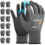 Kebada W1 Work Gloves for Men and Women, PU Coated Safety Gloves with Grip, Touchscreen, Ideal for Warehouse Package Handling, Construction, Gardening, 12 Pairs Gray Small