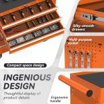 Cobinery 7-Drawer Rolling Tool Chest with Wheels, Metal Tool Storage Cabinet with Lock&Keys and Swivel, Toolbox with Drawers, Tool Box for Warehouse,Garage, Repair Shop, Workshop (Orange,7-Drawer)