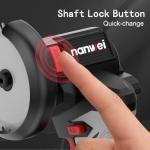 NANWEI 3 Inch Angle Grinder Cordless Brushless With LED Light,Mini Variable Speed Angle Grinder With 2 x 20V 2.0Ah Battery,15000rpm,7Pcs Cutting Discs For Cutting Grinding Polishing (With Batteries)