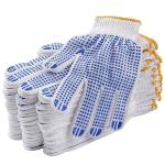 COOHORN 12Pairs Safety Work Gloves Stretchy Cotton Blends Glove for Dry Hand - Men Women Anti-slip Dots Knit Gloves Moist Breathable Gloves for Garage Warehouse Garden BBQ Construction, Large