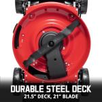 PowerSmart 21-Inch Gas Push Lawn Mower with 144cc 4-Cycle OHV Engine, 2-in-1 with Mulch and Side-Discharge, 6-Position Adjustable Cutting Height (DV8621C)