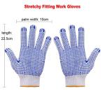 COOHORN 12Pairs Safety Work Gloves Stretchy Cotton Blends Glove for Dry Hand - Men Women Anti-slip Dots Knit Gloves Moist Breathable Gloves for Garage Warehouse Garden BBQ Construction, Large