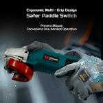 Angle Grinder 4-1/2 Inch, 10-Amp, High Power Angle Grinder Tool with Cutting & Grinding Wheels, Non-Slip and Shockproof Auxiliary Handle for Cutting, Grinding, Polishing and Rust Removal