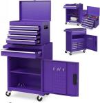 Goplus Rolling Tool Chest, 5-Drawer Tool Box Organizer w/Lockable Wheels & Sliding Drawers & Detachable Top & Adjustable Shelf, Tool Storage Cabinet for Garage Workshop