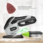 Inequalit Cordless Detail Sander, Electric Sander with 12000 RPM 20V 1.3Ah, Including 20Pcs Sandpapers and Dust Collection System for Precise Sanding in Tight Spaces, Battery and Charger Bundled