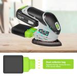 Inequalit Cordless Detail Sander, Electric Sander with 12000 RPM 20V 1.3Ah, Including 20Pcs Sandpapers and Dust Collection System for Precise Sanding in Tight Spaces, Battery and Charger Bundled