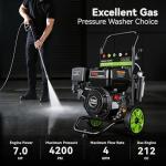 Professional 4200PSI 4GPM 212CC Gas Exterior Cleaner, 7.0HP Commercial Gas Washing Machine with 1L Foam Bottle 8" Wheels 5 Nozzles 25FT Hose for Home Car Driveway Yard (EPA/CARB/ETL Compliant), Black