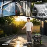 Professional 4200PSI 4GPM 212CC Gas Exterior Cleaner, 7.0HP Commercial Gas Washing Machine with 1L Foam Bottle 8" Wheels 5 Nozzles 25FT Hose for Home Car Driveway Yard (EPA/CARB/ETL Compliant), Black