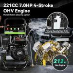 Professional 4200PSI 4GPM 212CC Gas Exterior Cleaner, 7.0HP Commercial Gas Washing Machine with 1L Foam Bottle 8" Wheels 5 Nozzles 25FT Hose for Home Car Driveway Yard (EPA/CARB/ETL Compliant), Black