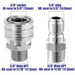 Tool Daily Pressure Washer Adapter Set, Quick Connect Kit, 3/8’’ Male Thread Fitting, 5000 PSI