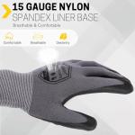 FURWEY Safety Work Gloves,16 Pairs Micro-Foam Nitrile Coated Glove for Men and Women, Touchscreen, Ideal for Warehouse Package Handling，Construction, Gardening, Medium