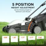 Litheli Electric Lawn Mower Cordless,Grass Cutter Machine for 1600 Sq.Ft.Lawnmower with Brushless Motor,13 In Cutting Width,8 Gallon Capacity,Cutting Height from 1 to 2.5 In, Includes 1 4.0 Ah Battery