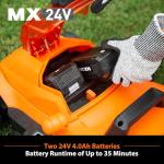 LawnMaster Lawn Mower, Brushless Cordless Lawn Mower 48V MAX 15-inch with 2X24V MAX 4.0Ah Battery and a Dual Charger-CLMF4815E