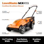 LawnMaster Lawn Mower, Brushless Cordless Lawn Mower 48V MAX 15-inch with 2X24V MAX 4.0Ah Battery and a Dual Charger-CLMF4815E