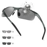 TJUTR ANSI Z87.1 Safety Sunglasses for Men, Photochromic Polarized UV400 Glasses for Driving Work, Al-Mg Frame