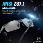TJUTR ANSI Z87.1 Safety Sunglasses for Men, Photochromic Polarized UV400 Glasses for Driving Work, Al-Mg Frame