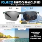 TJUTR ANSI Z87.1 Safety Sunglasses for Men, Photochromic Polarized UV400 Glasses for Driving Work, Al-Mg Frame
