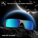 WISTON Polarized Z87 Sunglasses Wrap Around Sunglasses for Men Rectangular Safety Glasses UV400 for Sport Working 8231 Matte Black/Ice Blue Lens
