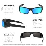 WISTON Polarized Z87 Sunglasses Wrap Around Sunglasses for Men Rectangular Safety Glasses UV400 for Sport Working 8231 Matte Black/Ice Blue Lens