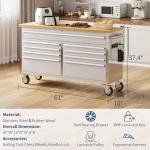 IDEALHOUSE 61 inch Rolling Tool Chest, Garage Workbench with 9 Drawers, Solid Rubber Wood Top & with Wheels Lock Key Locking, Mobile Workstation Tool Cabinet for Workshop Storage