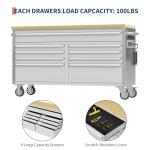 IDEALHOUSE 61 inch Rolling Tool Chest, Garage Workbench with 9 Drawers, Solid Rubber Wood Top & with Wheels Lock Key Locking, Mobile Workstation Tool Cabinet for Workshop Storage