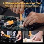 Precision Electric Screwdriver Set, 4V Cordless Mini Power Screwdriver with Push-to-Start & Button, 26 S2 Steel Bits, USB-C Rechargeable for Electronics, PC Repair & Furniture Assembly