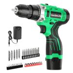 12V Cordless Power Drill Set, Electric Drill with Battery and Charger, 35pcs Acessories, 3/8"Keyless Chuck, 2 Variable Speed, 24+1 Position, Compact Drill Driver Kit for Home & DIY Project(green）