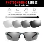 TJUTR Men’s Photochromic Sunglasses, ANSI Z87.1 Safety Glasses Polarized UV400 Protection for Day & Night Driving