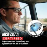 TJUTR Men’s Photochromic Sunglasses, ANSI Z87.1 Safety Glasses Polarized UV400 Protection for Day & Night Driving