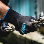 Gorilla Grip Work Gloves, Never Slip Maximum Grip All-Purpose, Gloves for Men, Superior in Wet, Dry, Oily Conditions, Polymer Palm, Medium Size, 25 Pairs, Black/Blue | 25047-25
