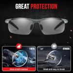 TJUTR Men’s Photochromic Sunglasses, ANSI Z87.1 Safety Glasses Polarized UV400 Protection for Day & Night Driving