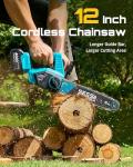 SEESII Electric Chainsaw Cordless 12-inch, Handheld Chain Saws with a 4.0Ah Battery, Tree Saw with Tool-free Chain Tension, Auto Oiling for Wood Cutting Trimming Branch