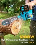 SEESII Electric Chainsaw Cordless 12-inch, Handheld Chain Saws with a 4.0Ah Battery, Tree Saw with Tool-free Chain Tension, Auto Oiling for Wood Cutting Trimming Branch