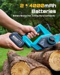 SEESII Electric Chainsaw Cordless 12-inch, Handheld Chain Saws with a 4.0Ah Battery, Tree Saw with Tool-free Chain Tension, Auto Oiling for Wood Cutting Trimming Branch