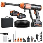 Deyisha 1750 PSI Upgraded Cordless Pressure Washer with Brushless Motor, 2 * 4.0Ah Battery, 6-in-1 Nozzle, Touch Screen, Stroage Bag, Handheld Portable Pressure Washer, Electric Pressure Washer