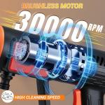 Deyisha 1750 PSI Upgraded Cordless Pressure Washer with Brushless Motor, 2 * 4.0Ah Battery, 6-in-1 Nozzle, Touch Screen, Stroage Bag, Handheld Portable Pressure Washer, Electric Pressure Washer