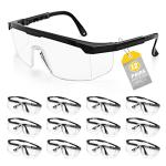 12 Pack Safety Glasses Bulk Anti-Fog, Adjustable Temple Safety Goggles, UV Protection Scratch Resistant Polycarbonate Lens, Protective Eyewear with ANSI Z87.1 for Construction, Lab, Outdoor Work
