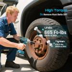 Seesii Impact Wrench 665 FT-LBS(900N.m) 3300IPM 1/2 Impact Gun High Torque Electric Impact Driver Cordless Impact Wrench with 21V 2x4.0Ah Battery 6 Sockets&Case for Home Car Tire Lug Nut Removal Tool