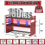 FaloStwer Modular Power Tool Organizer Wall Mount, Garage Drill Storage Shelf with Hooks, Heavy Duty Metal Premium Garage Tool Shelf, Gift for Man Cordless Tool Storage Rack (Red)