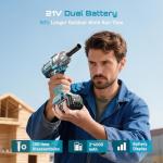 Seesii Impact Wrench 665 FT-LBS(900N.m) 3300IPM 1/2 Impact Gun High Torque Electric Impact Driver Cordless Impact Wrench with 21V 2x4.0Ah Battery 6 Sockets&Case for Home Car Tire Lug Nut Removal Tool