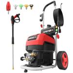AMERISUN Electric Pressure Washer, Max 2800 PSI, 2.0 GPM, 5 Spray Tips + Foam Tank, Upright Power Washer with 8" Wheels & GFCI Plug for Car, Driveway, Fence & Outdoor Surfaces