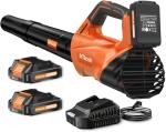 2026 Upgrade Leaf Blower, Leaf Blower Cordless with 2 * 2.6AH Batteries and Fast Charger, 450CFM &150MPH and 2 Speed Mode, Lightweight Electric Leaf Blowers for Lawn, Yard, Leaves, Dust Care (Orange)
