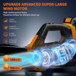 2026 Upgrade Leaf Blower, Leaf Blower Cordless with 2 * 2.6AH Batteries and Fast Charger, 450CFM &150MPH and 2 Speed Mode, Lightweight Electric Leaf Blowers for Lawn, Yard, Leaves, Dust Care (Orange)