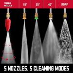 AMERISUN Electric Pressure Washer, Max 2800 PSI, 2.0 GPM, 5 Spray Tips + Foam Tank, Upright Power Washer with 8" Wheels & GFCI Plug for Car, Driveway, Fence & Outdoor Surfaces