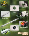 DGQHME 20" Hedge Trimmer Cordless,Electric Bush Trimmer with 2 Pack Rechargeable Batteries,Lightweight Hedge Trimmers,3000RPM 180°Rotatable Head,3/4" Blade Gap
