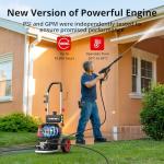 AMERISUN Electric Pressure Washer, Max 2800 PSI, 2.0 GPM, 5 Spray Tips + Foam Tank, Upright Power Washer with 8" Wheels & GFCI Plug for Car, Driveway, Fence & Outdoor Surfaces
