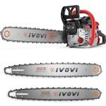 IVOVI 63CC Gas Powered Chainsaw with 20 and 18 Inch Bars, 3.7HP 2-Cycle Engine for Tree Felling, Logging and Firewood Preparation, Includes Portable Carrying Pouch and Tool Kit (Silver Black)