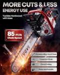 IVOVI 63CC Gas Powered Chainsaw with 20 and 18 Inch Bars, 3.7HP 2-Cycle Engine for Tree Felling, Logging and Firewood Preparation, Includes Portable Carrying Pouch and Tool Kit (Silver Black)
