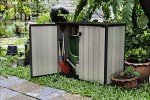 Keter Patio Store 4.6 x 4.0 ft. Resin Outdoor Storage Shed with Paintable and Drillable Walls for Customization-Perfect for Yard Tools and Pool Toys, Grey